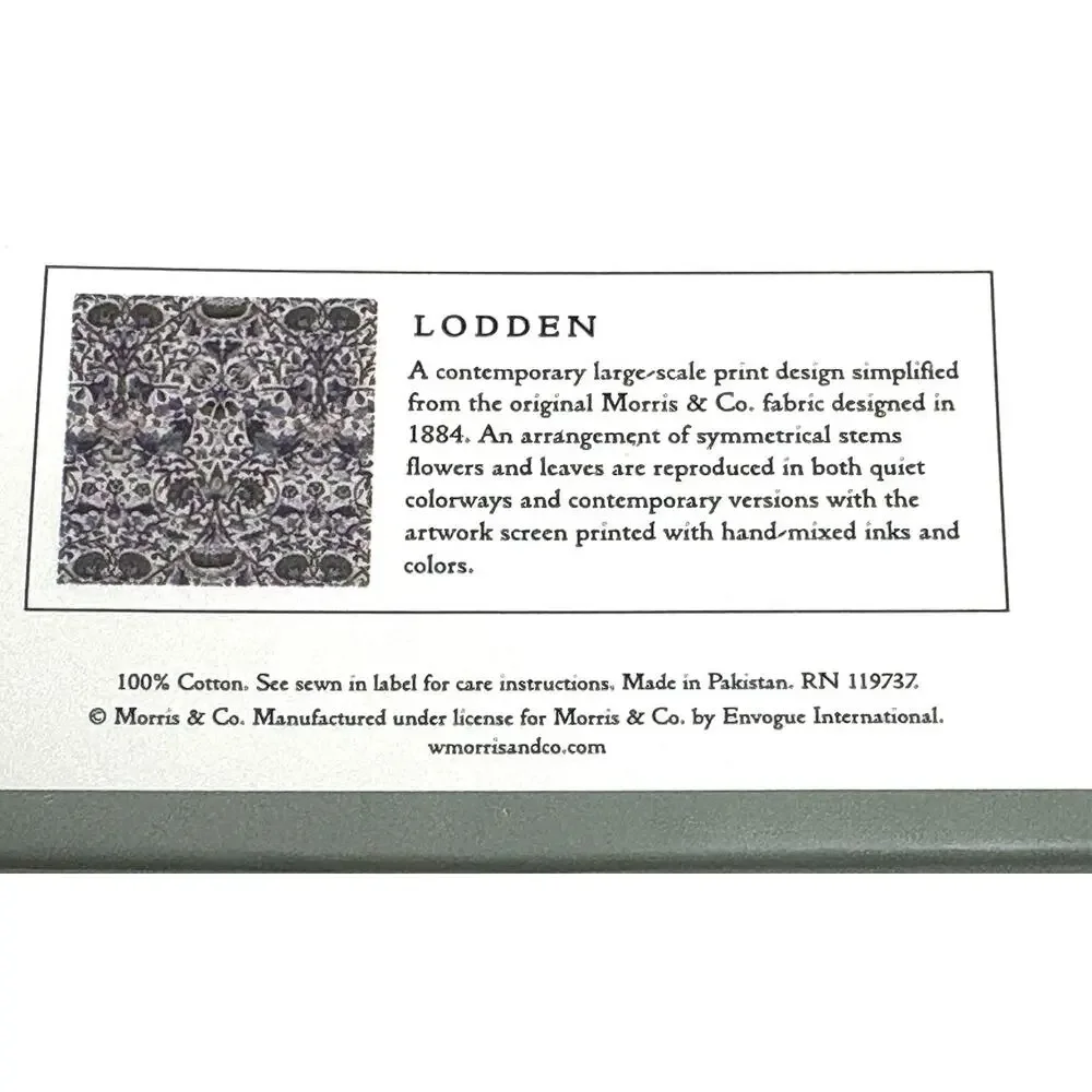 William Morris & Co Placemats Lodden 100% Cotton Fabric 13x19 Set 4 Green Blue